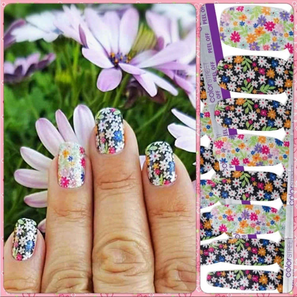 *Retired* Color Street: Daisy Me Rolling | Floral Black White Spring Pink Flower - Picture 6 of 13